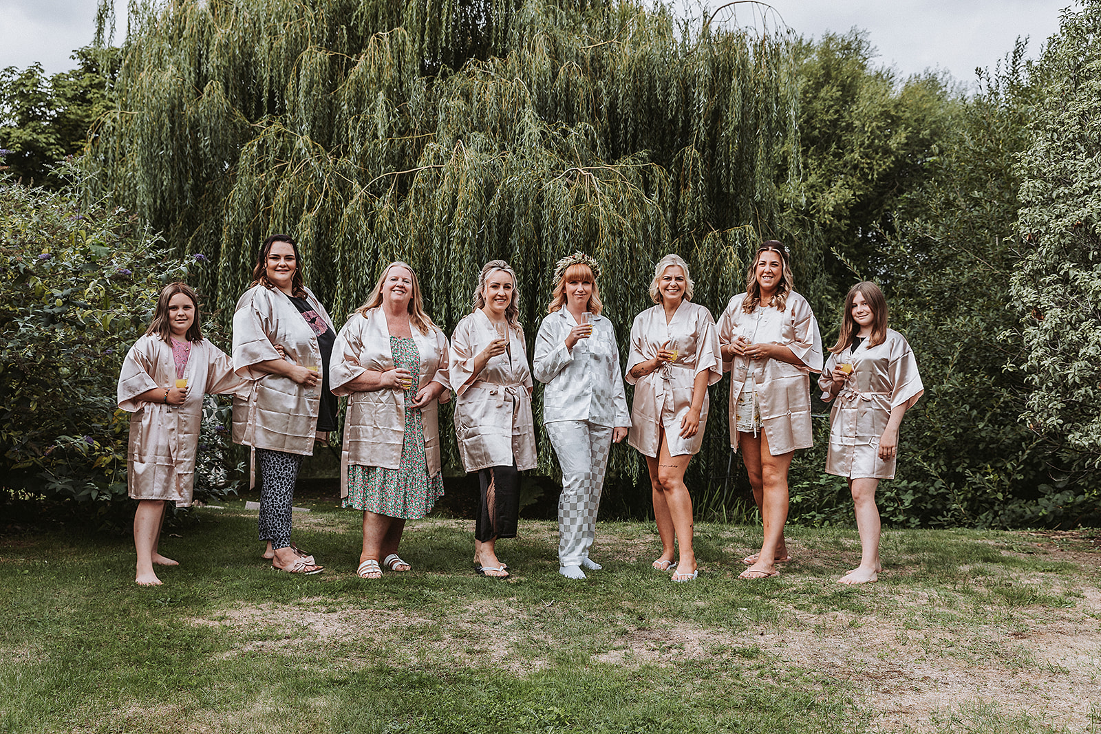 wedding gowns dressing gowns bridesmaids toasting wedding photographer photography Hertfordshire  