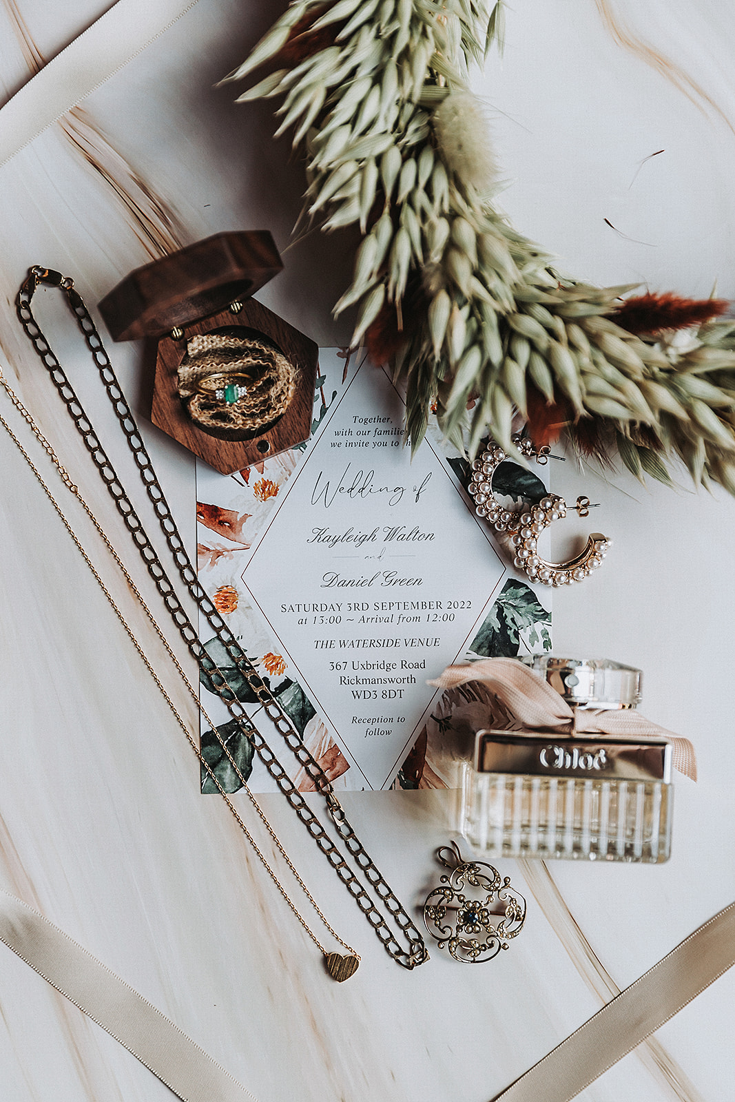 Wedding Stationary, flowers and jewellery. Wedding Photography by Perfect Memories Photography