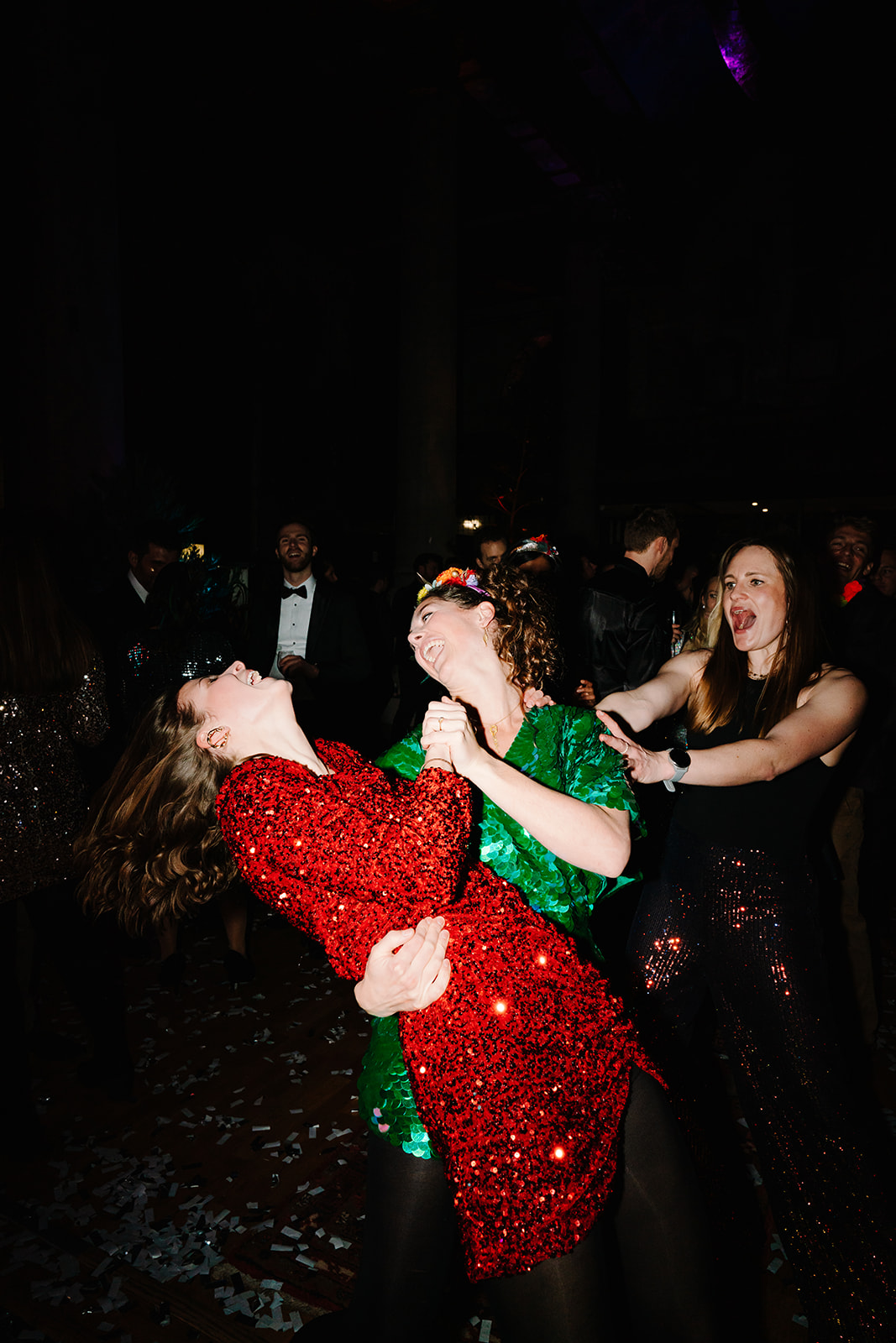 candid photo of guests dancing