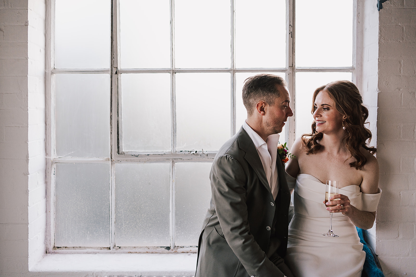 couples portrait at sound london wedding by Lisa Jane Photography