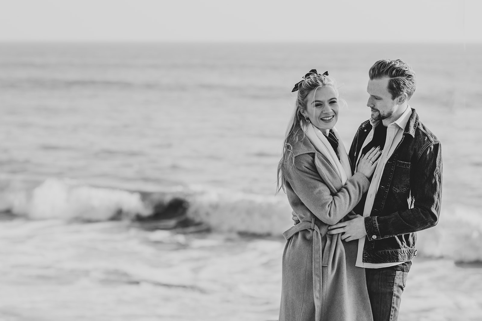 Black and white photography at dorset engagement shoot
