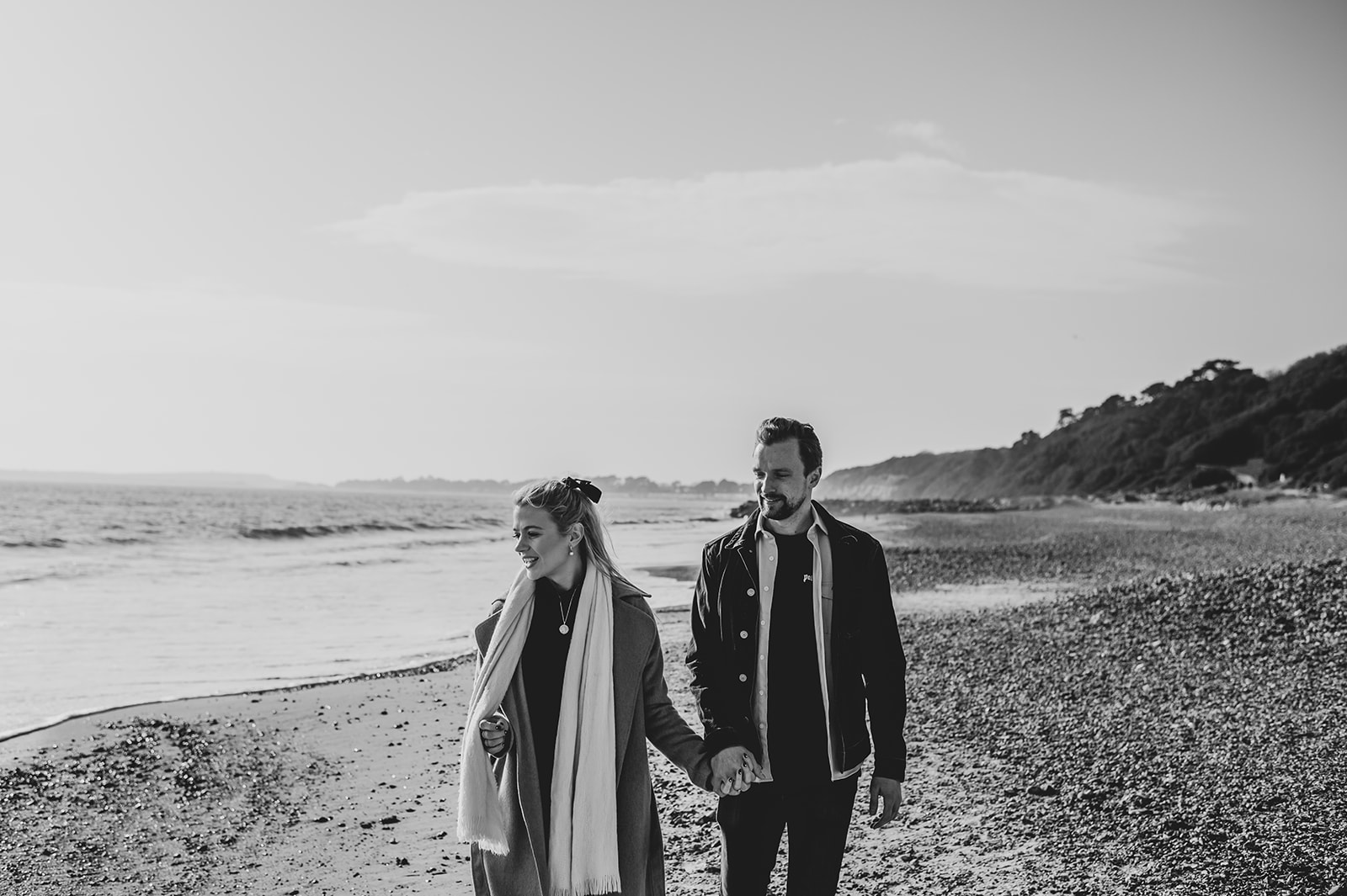 Black and white photo from engagement shoot