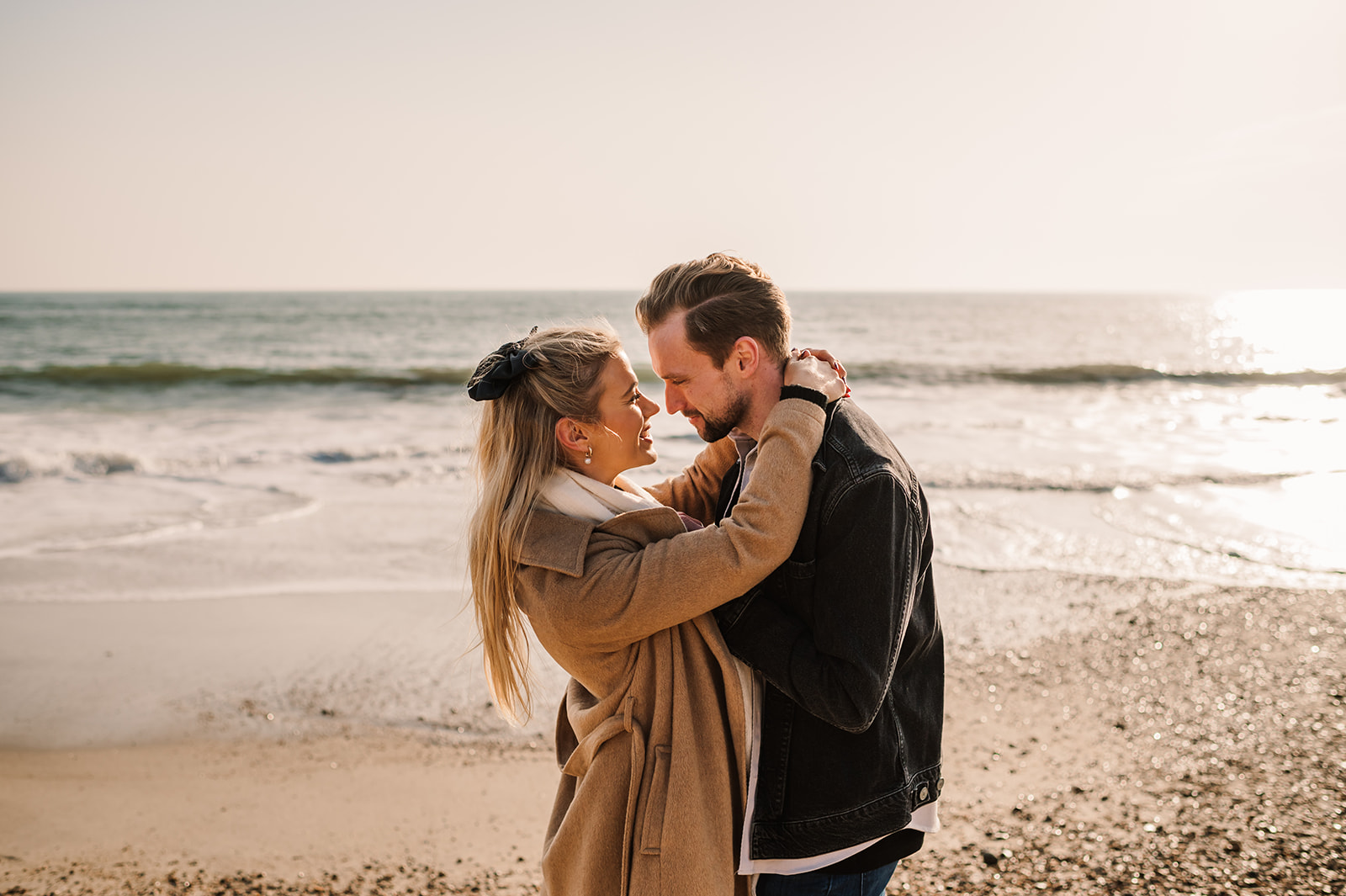 Engagement photoshoot at Highcliffe Castle Beach