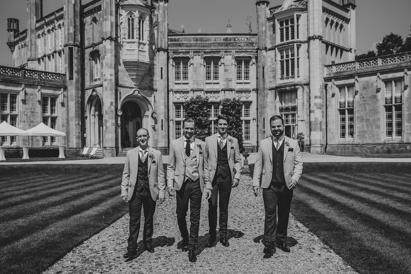 Photography of Groom and Groomsmen at Highcliffe Castle