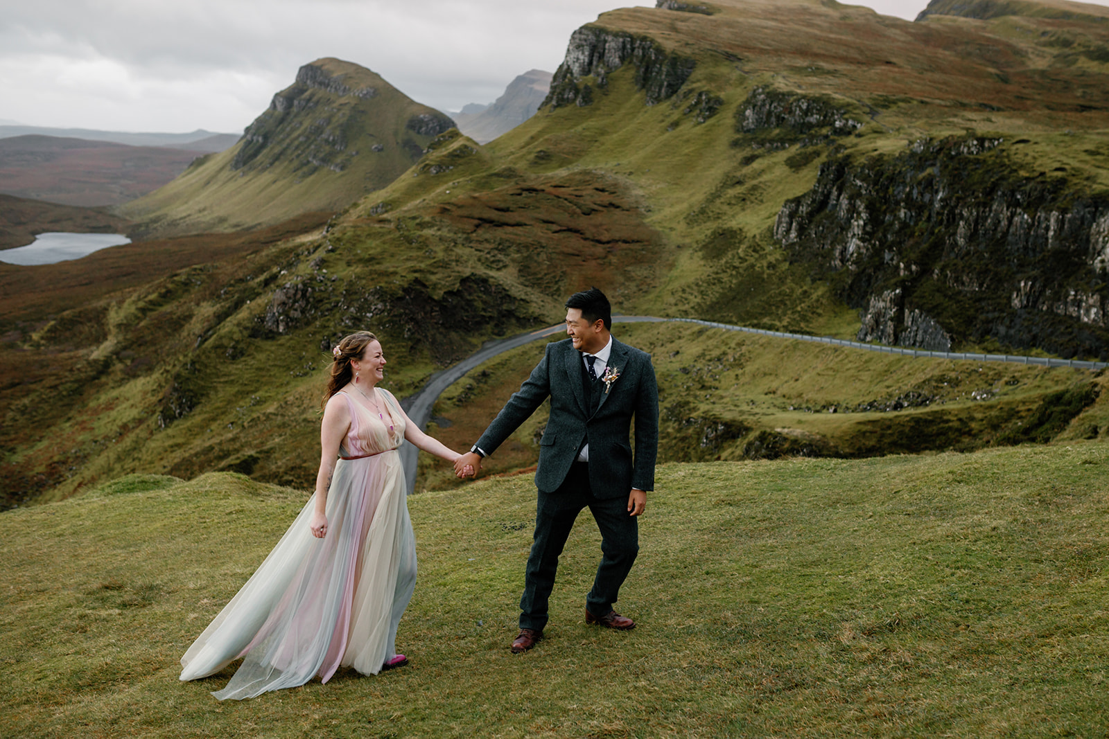 Mellie and Andrew walked hand in hand in the beautiful Quiraing, Isle of Skye