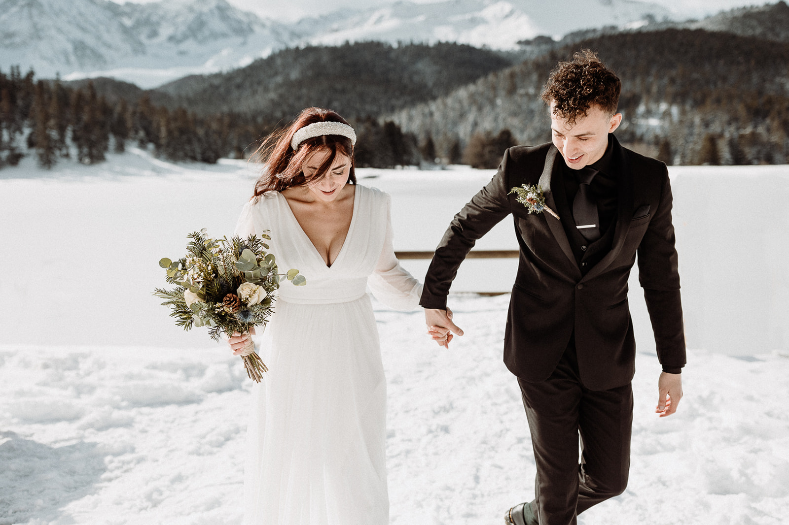 mariage hivernal à la montagne