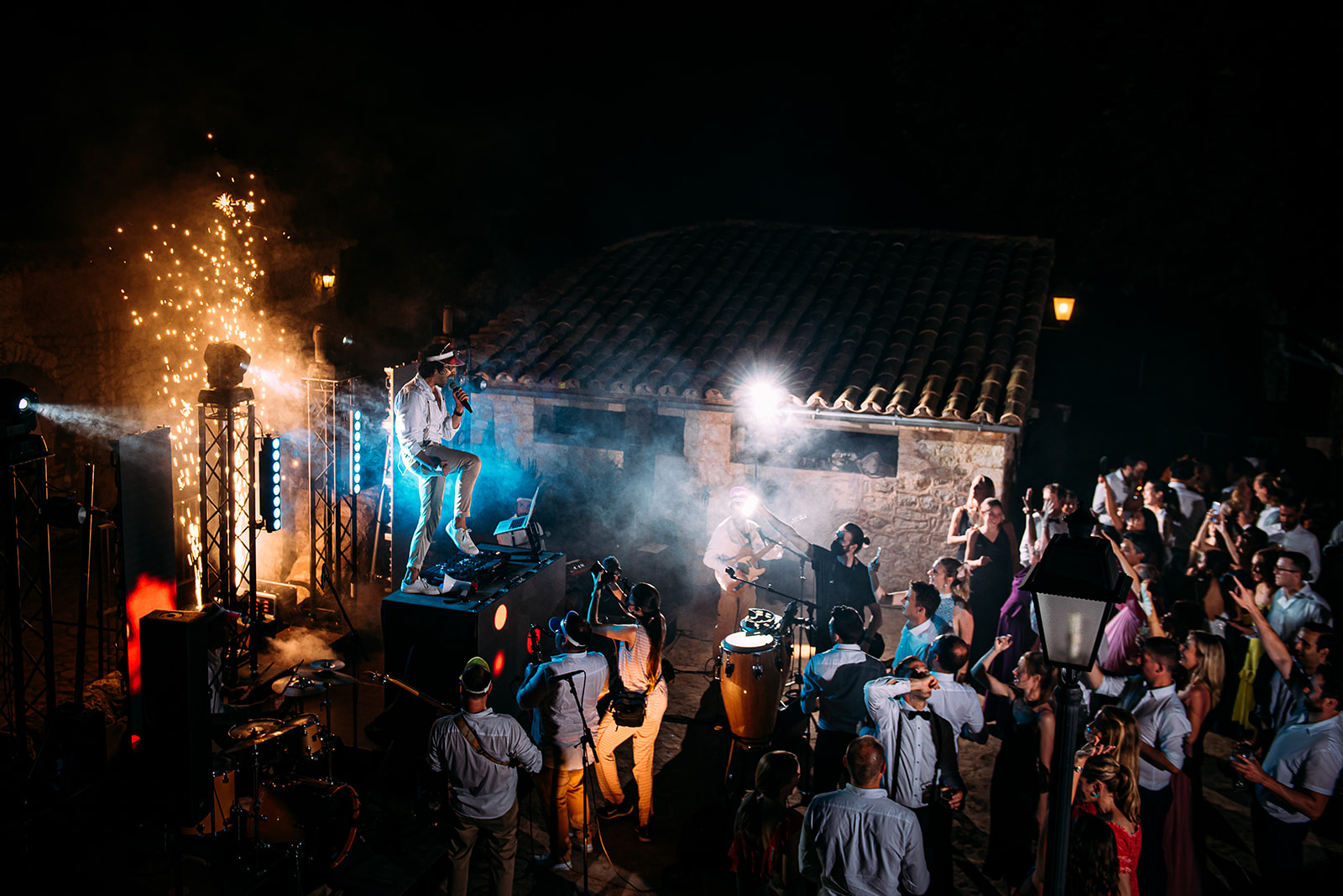 Epic party outside at night in Mallorca