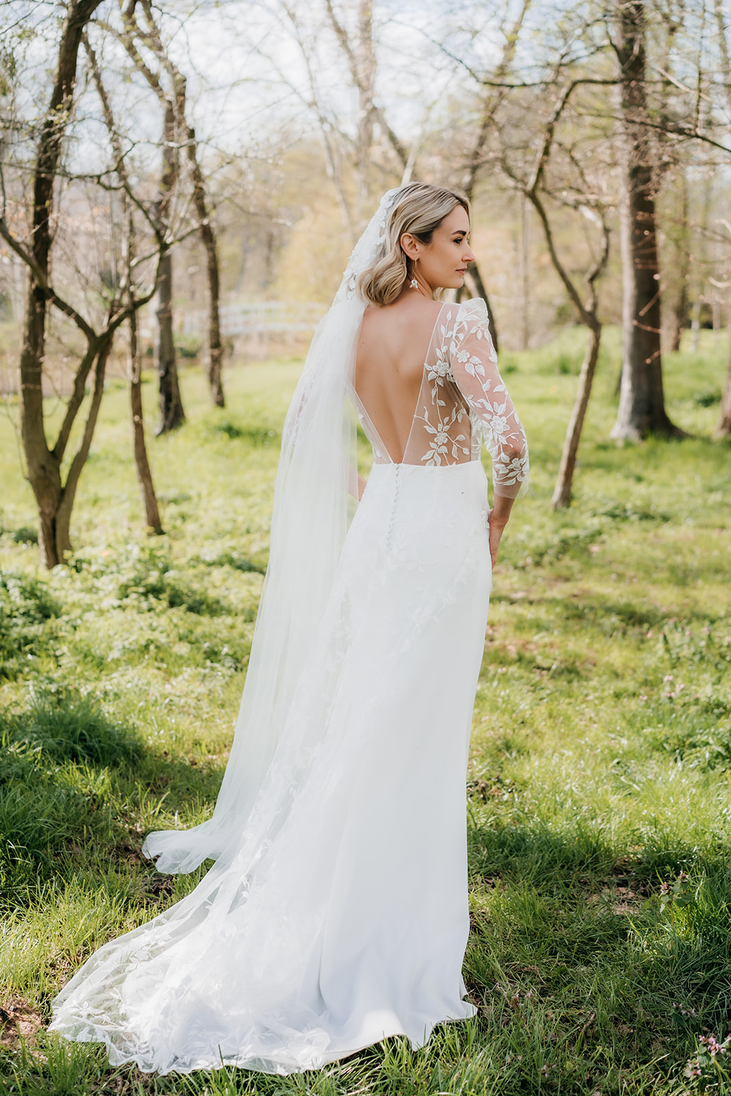 bride looking stunning in her Rime Arodaky wedding dress