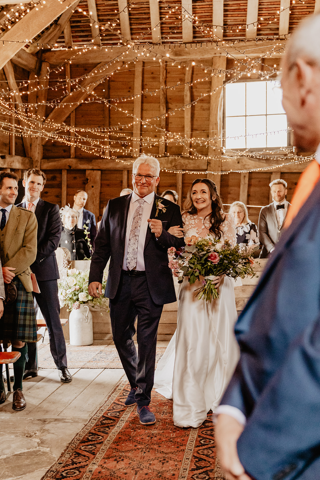 Bride and father at a Secret Barn Wedding, West Sussex. By Olive Joy Photography
