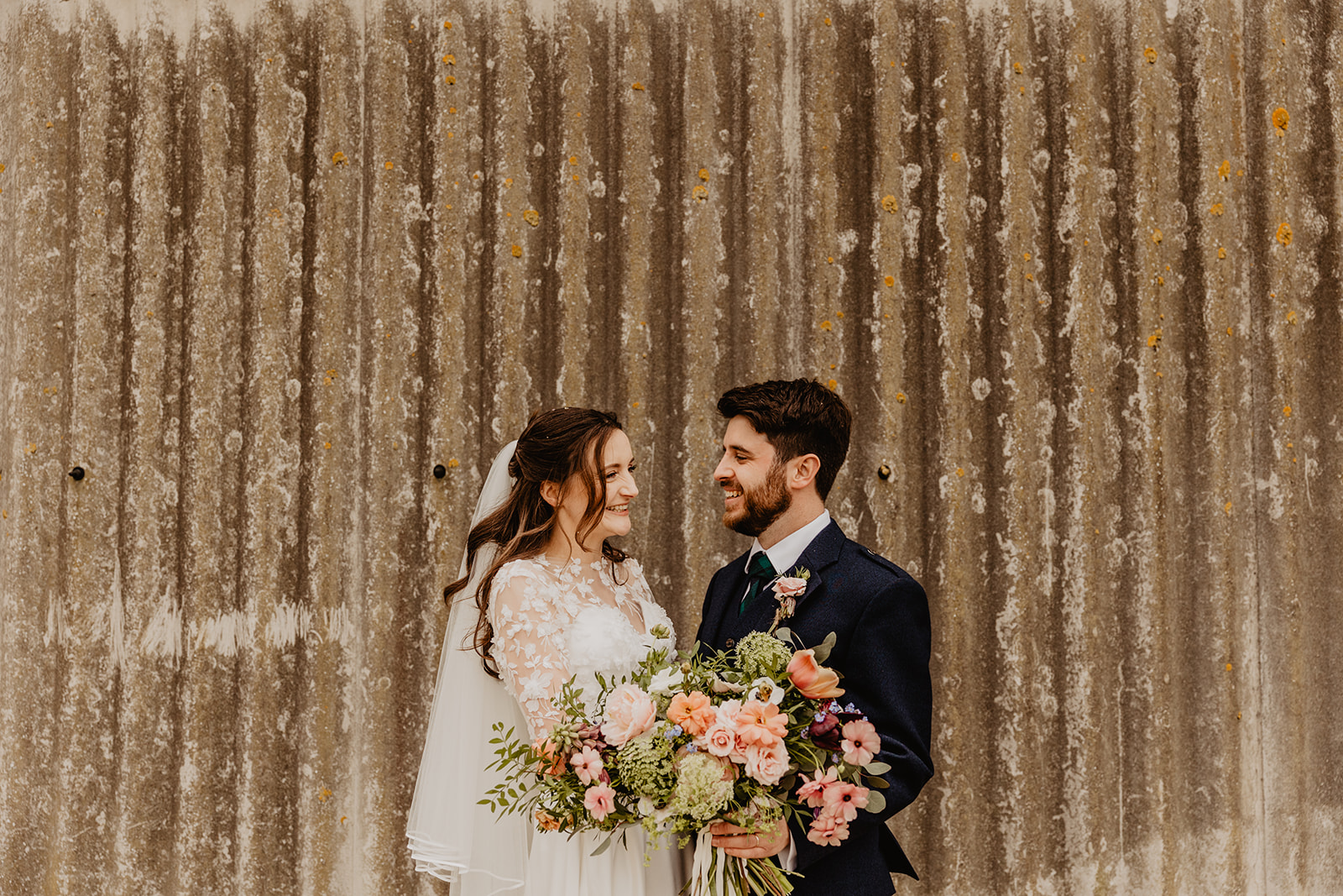 Bride and groom at a Secret Barn Wedding, West Sussex. By Olive Joy Photography