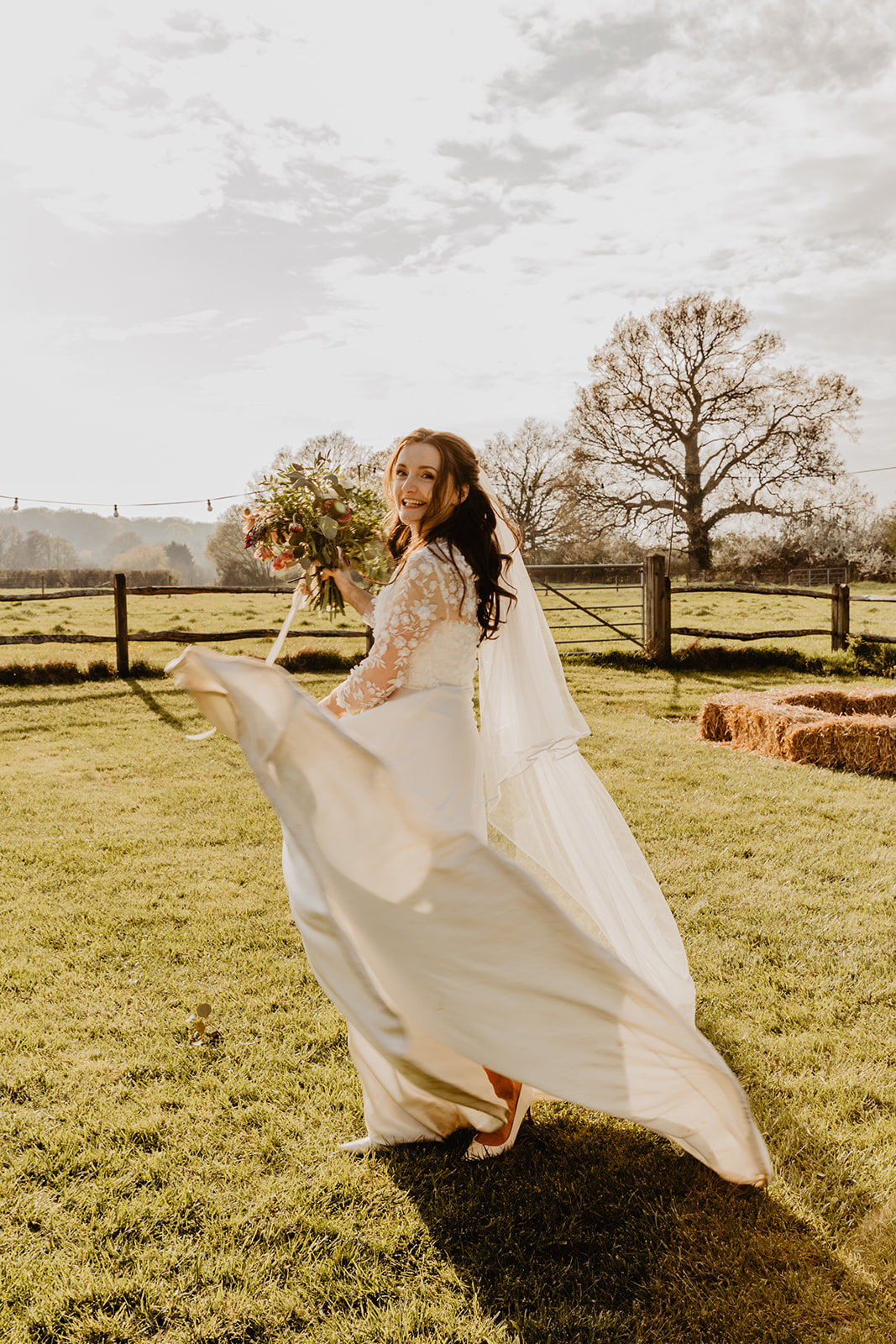 Bride at a Secret Barn Wedding, West Sussex. By Olive Joy Photography
