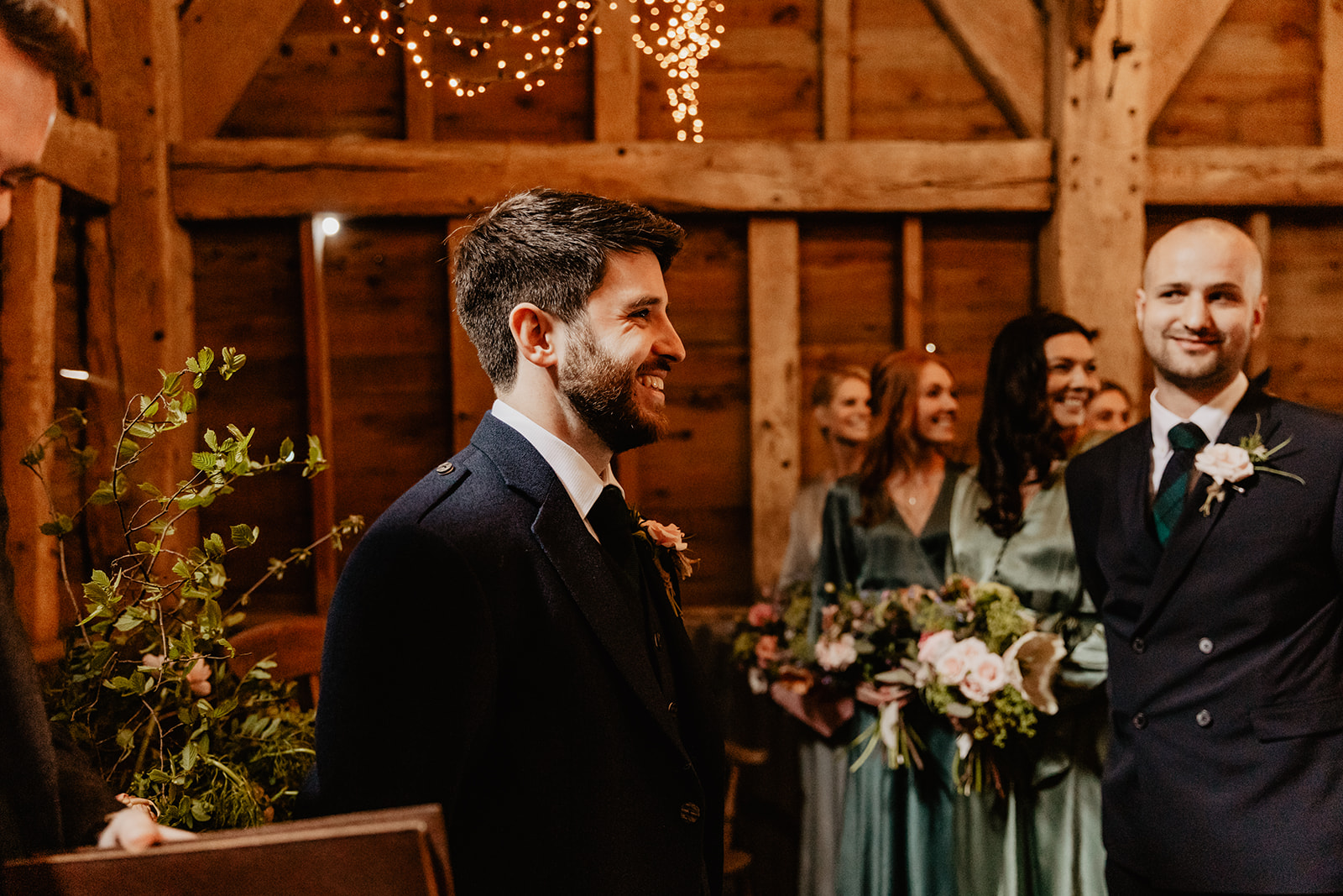 Groom at a Secret Barn Wedding, West Sussex. By Olive Joy Photography