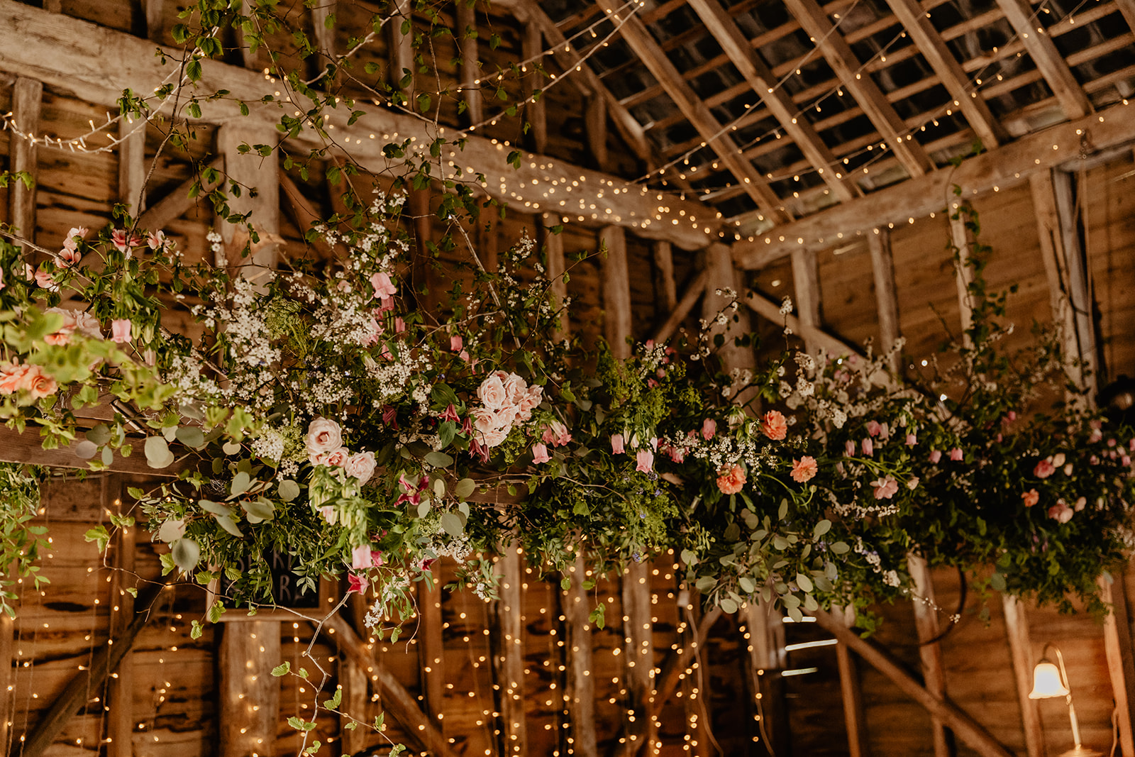 Wedding reception at a Secret Barn Wedding, West Sussex. By Olive Joy Photography