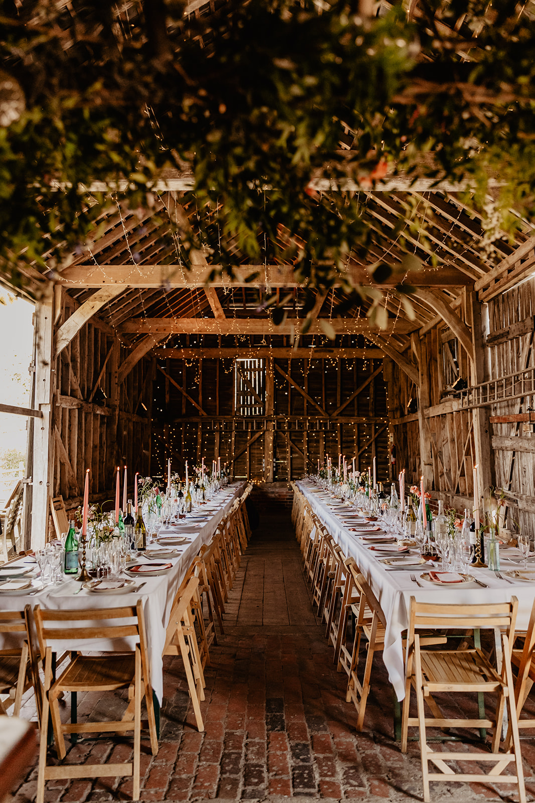 Wedding reception at a Secret Barn Wedding, West Sussex. By Olive Joy Photography