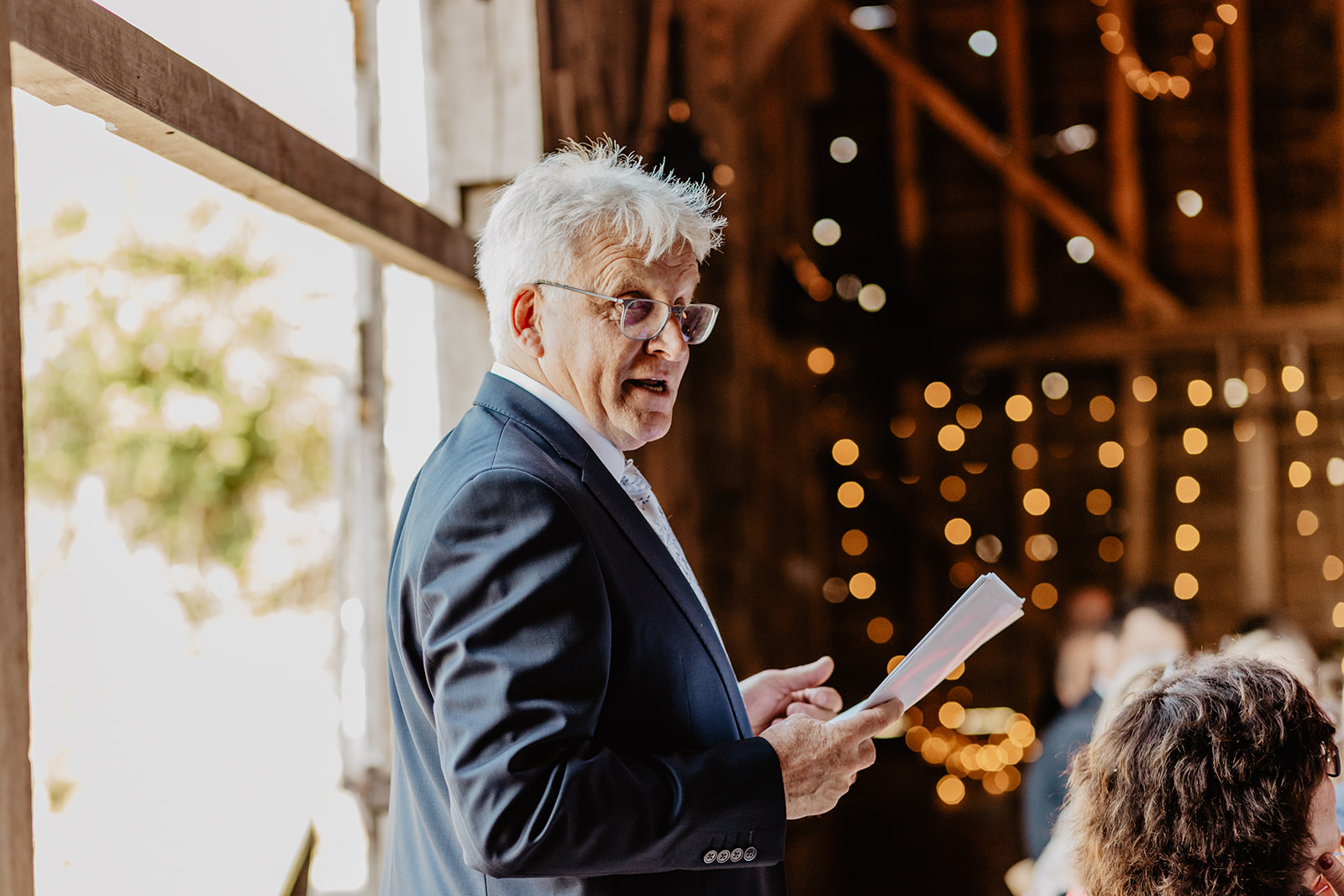 Wedding speeches at a Secret Barn Wedding, West Sussex. By Olive Joy Photography