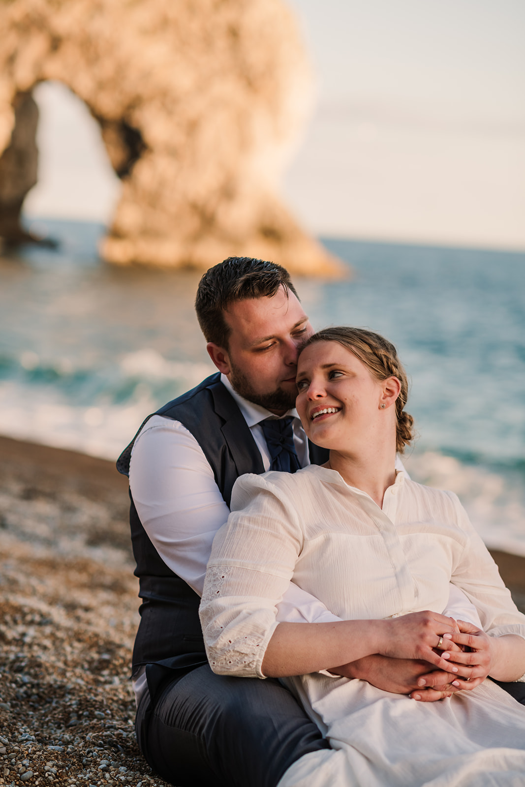 Photography of newlyweds at Durdle Door