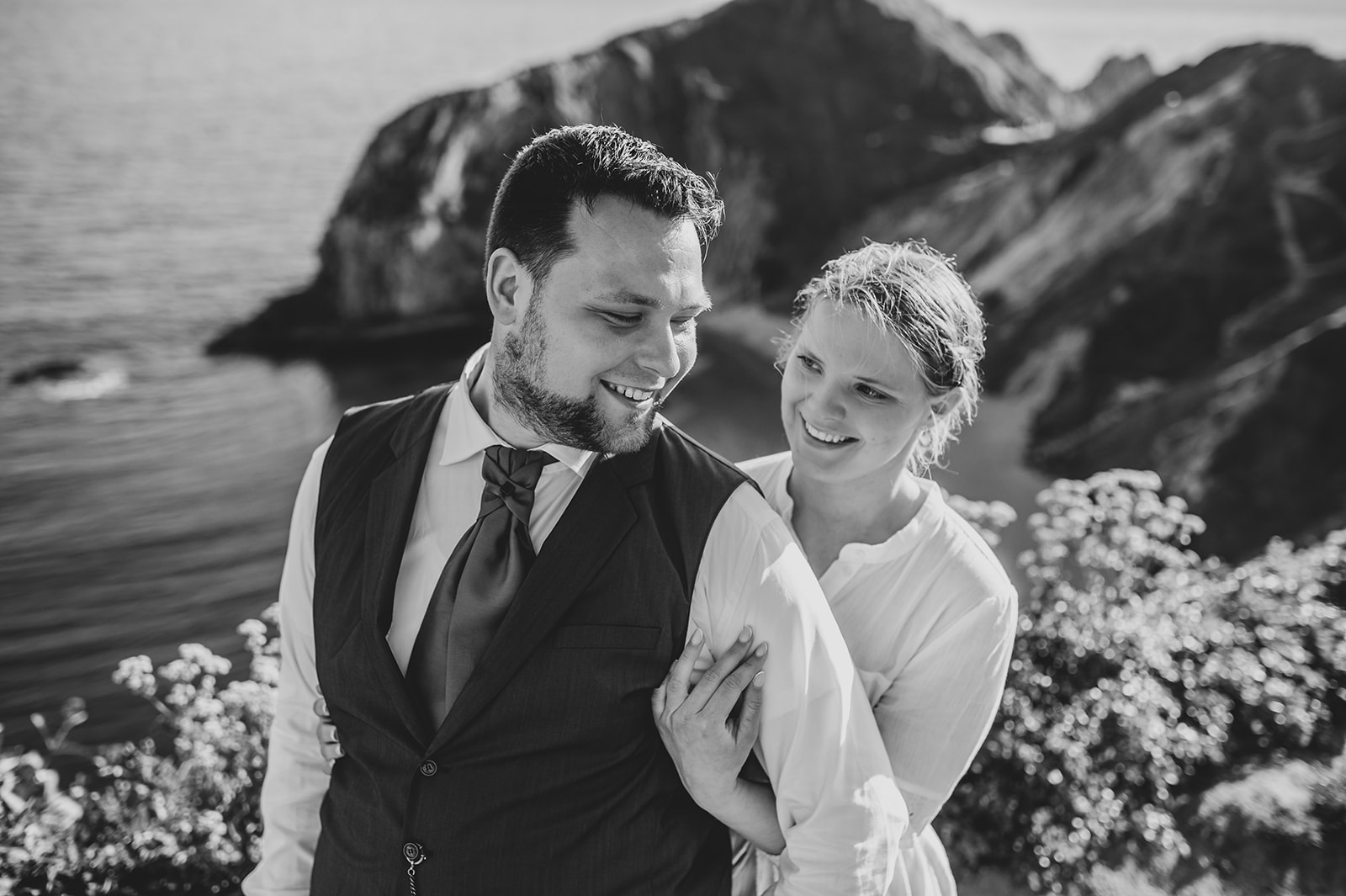 Black and white photograph near Durdle Door