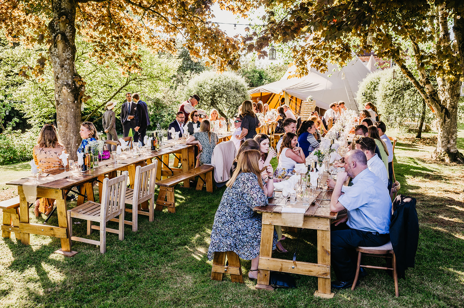wedding guests outdoor tables