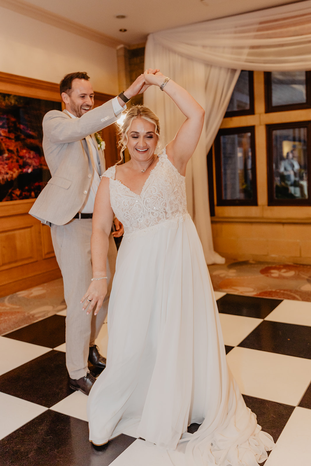 Bride and groom first dance at a South Lodge, Sussex Wedding. By Olive Joy Photography