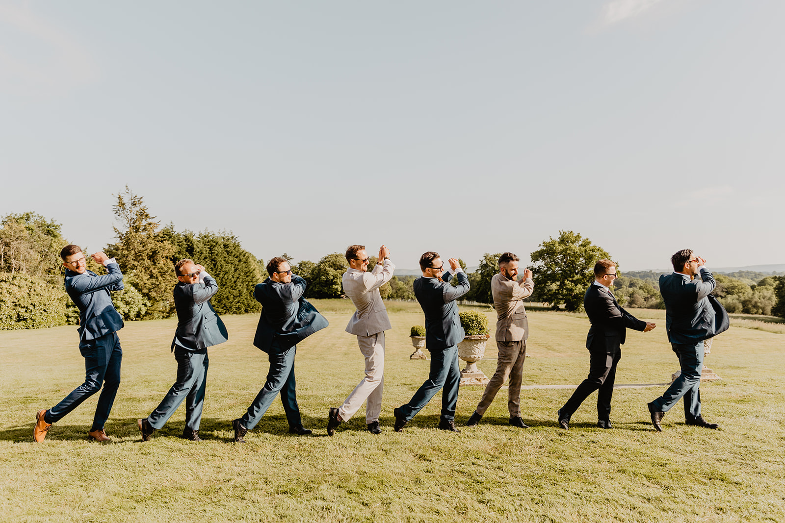 Groom and groomsmen at a South Lodge, Sussex Wedding. By Olive Joy Photography