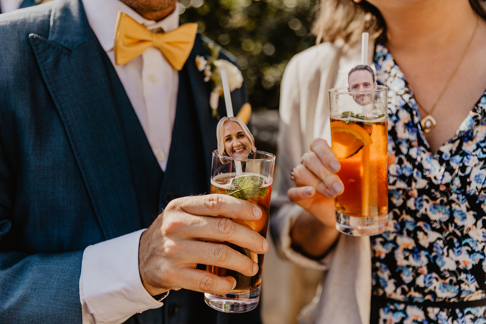 Guests and drinks at a South Lodge, Sussex Wedding. By Olive Joy Photography