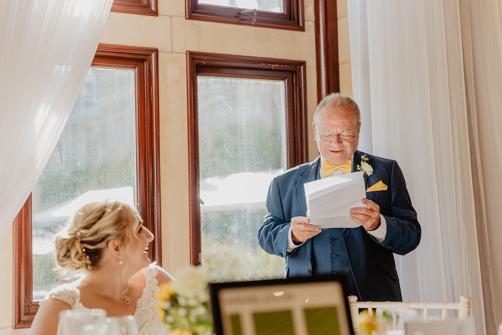 Speeches at a wedding reception at a South Lodge, Sussex Wedding. By Olive Joy Photography