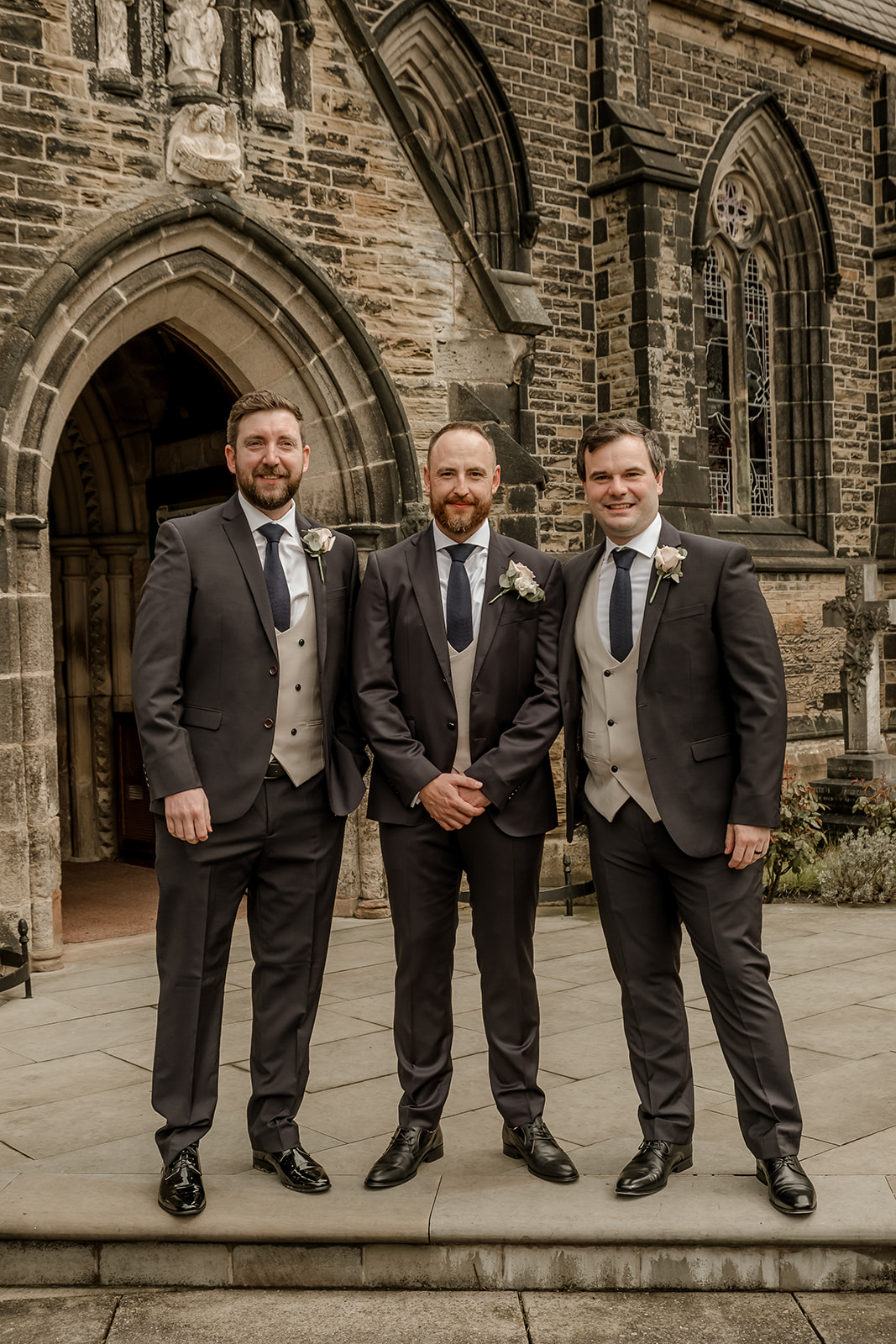 Groomsmen at church in Derbyshire wedding