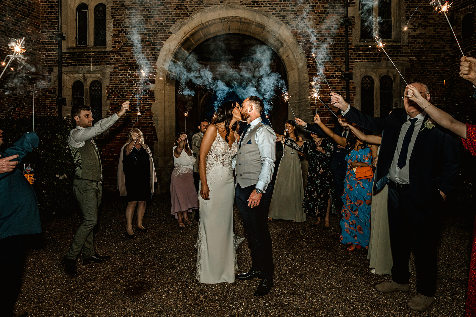 Sparklers at Hodsock Priory wedding