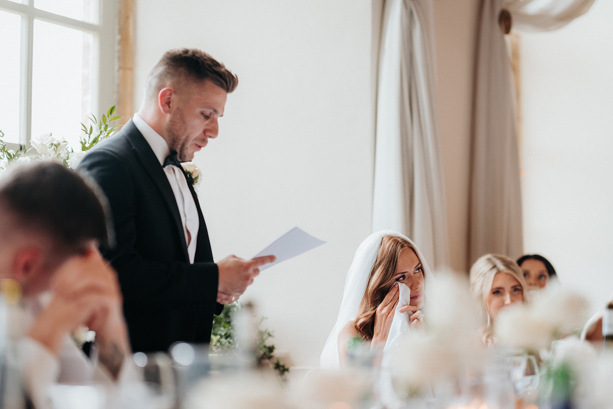 Emotional wedding speech by the groom at Brympton House