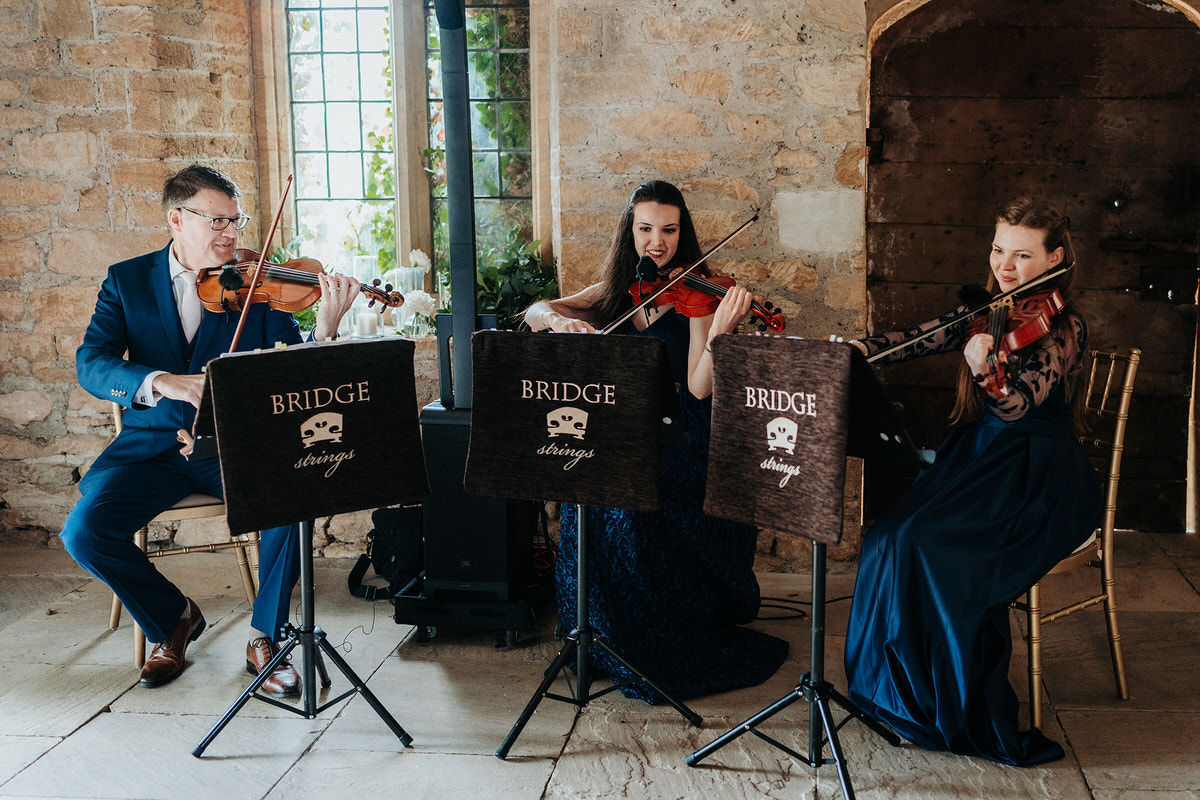 String string quartet during the wedding reception at Brympton House