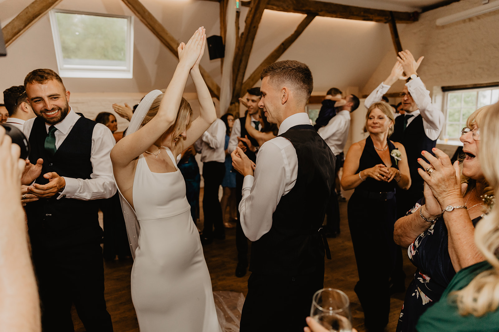 Bride and Groom first dance at a Bury Manor Barn Wedding in Sussex. Photographer OliveJoy Photography.