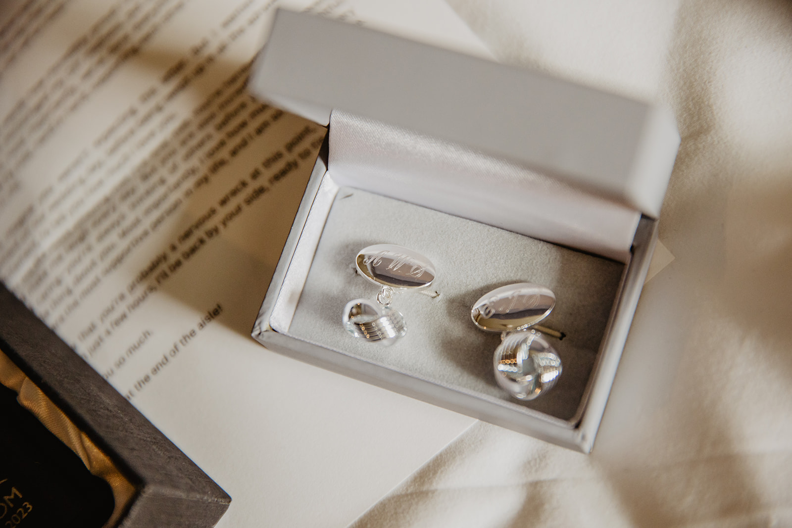 Bride's earrings at a Bury Manor Barn Wedding in Sussex. Photographer OliveJoy Photography.