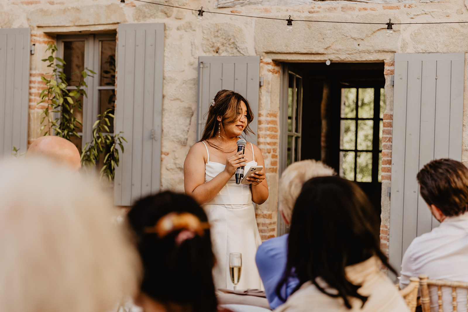 Speeches at reception at a France Destination Wedding. Photography and Videography by Olive Joy Photography