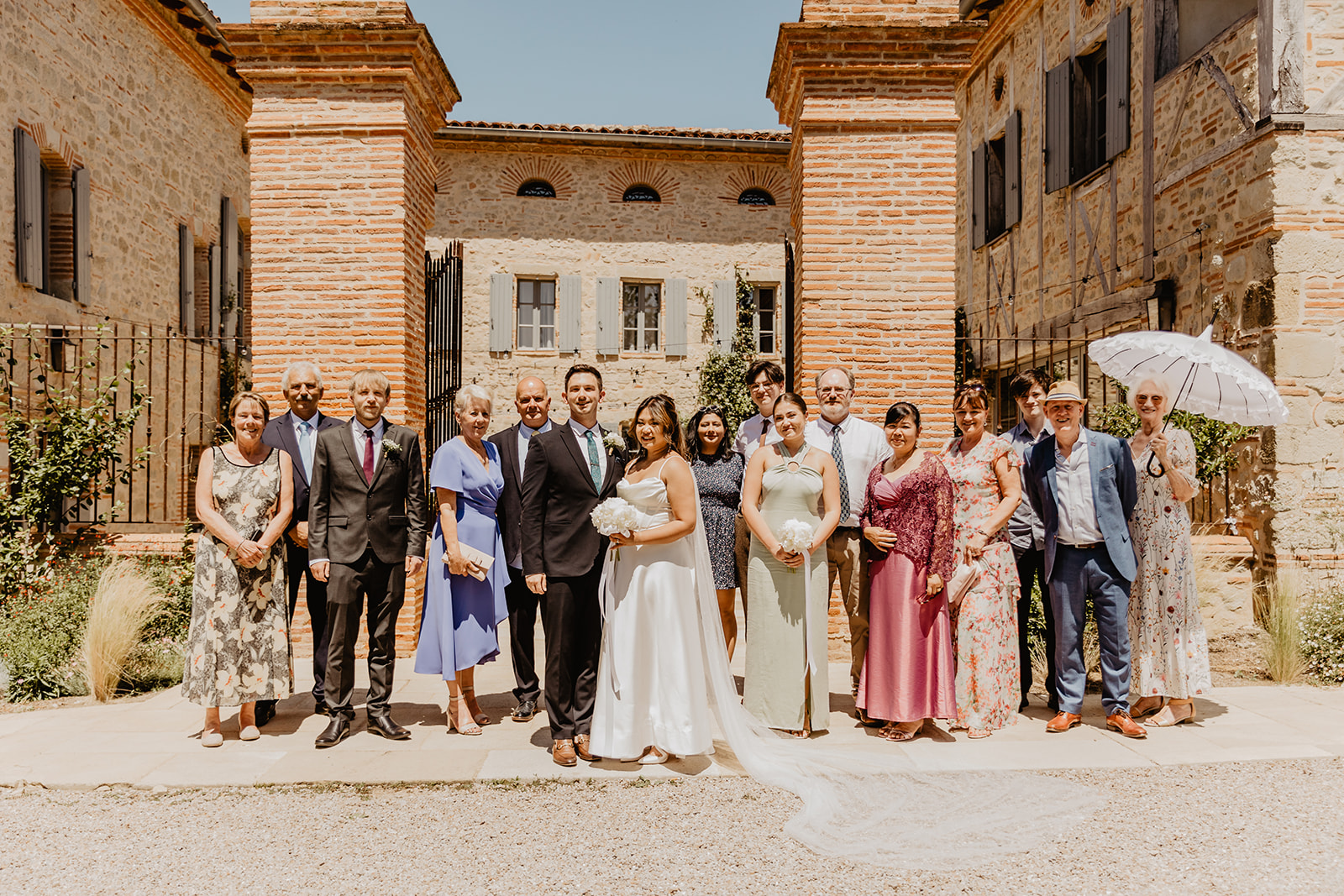 Wedding guest group photo at a France Destination Wedding. Photography and Videography by Olive Joy Photography