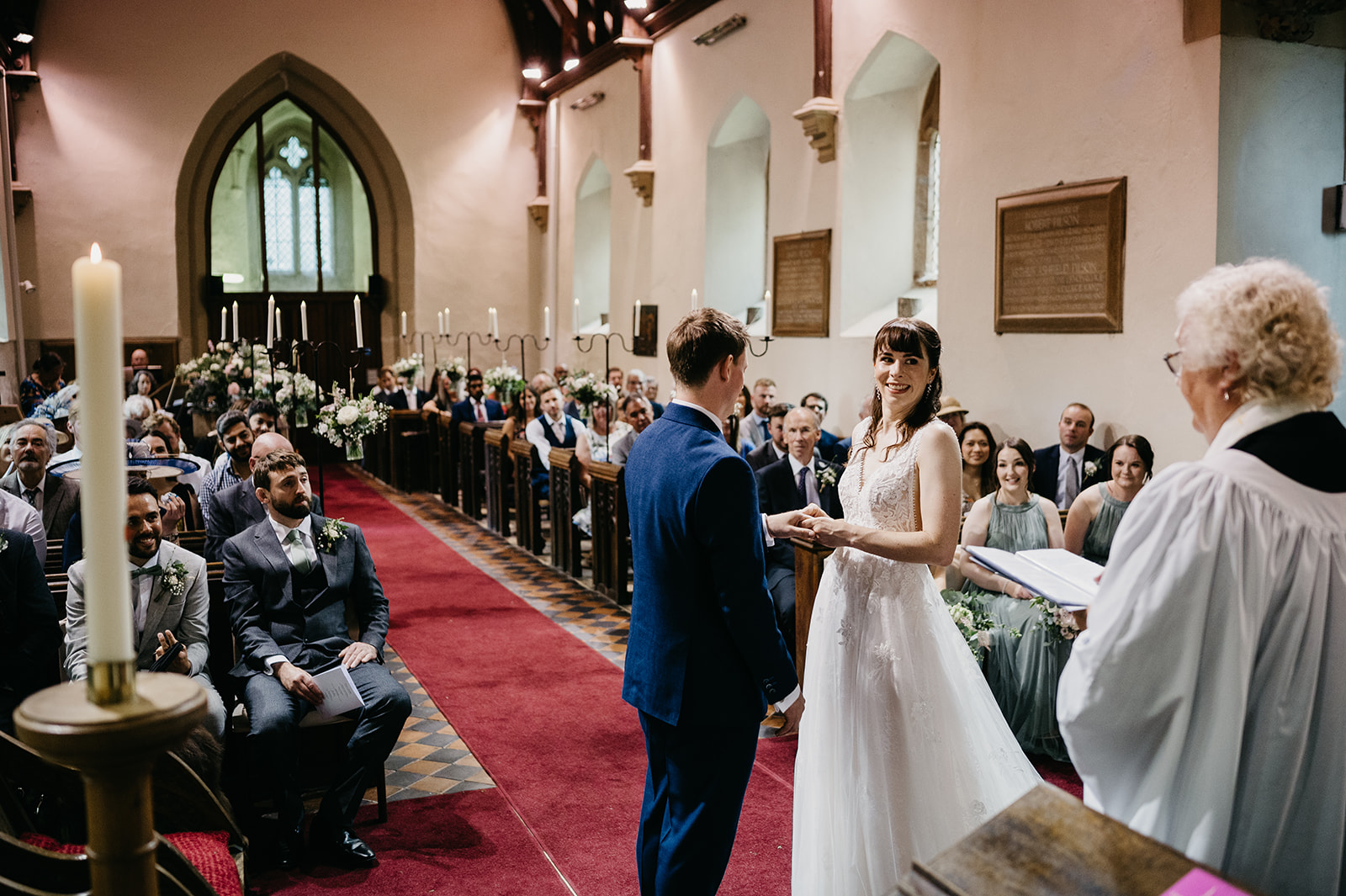 wedding ceremony inside the Birtsmorton Court church 