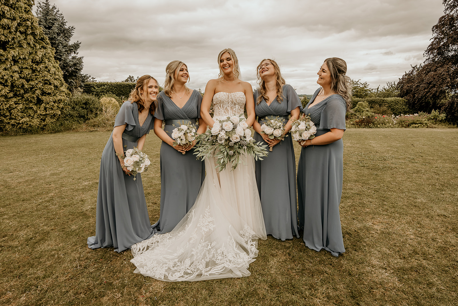 bride and bridesmaids at Hooton Pagnell Hall