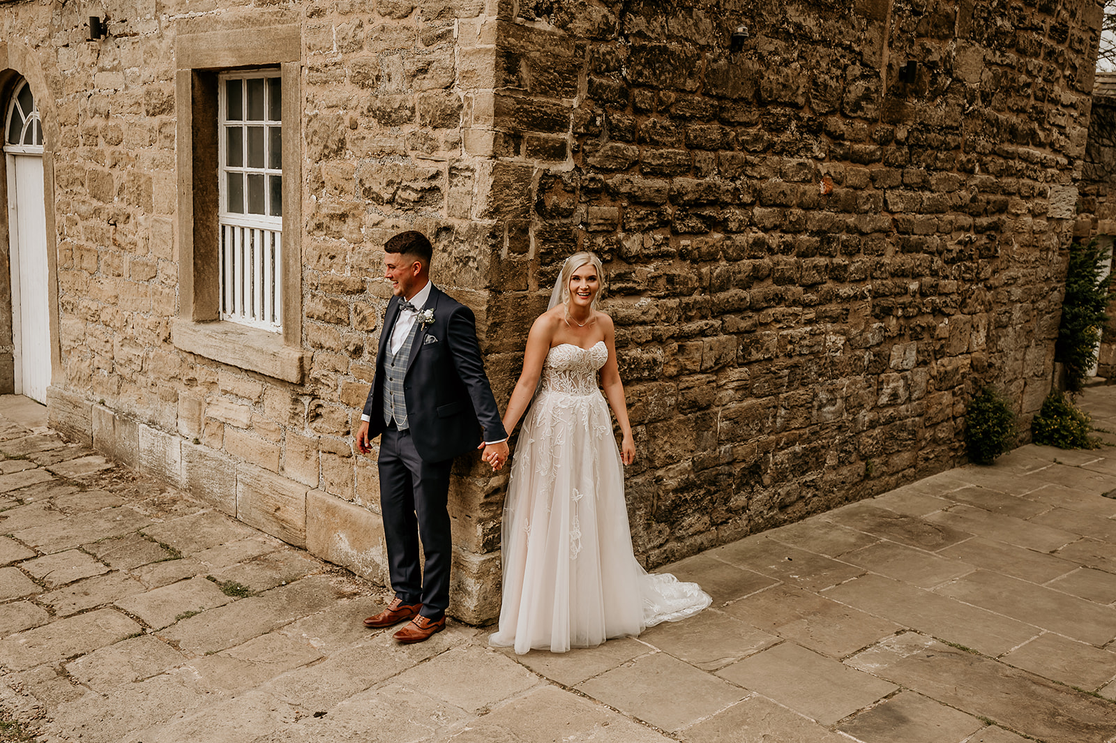 bride and groom at Hooton Pagnell Hall wedding day