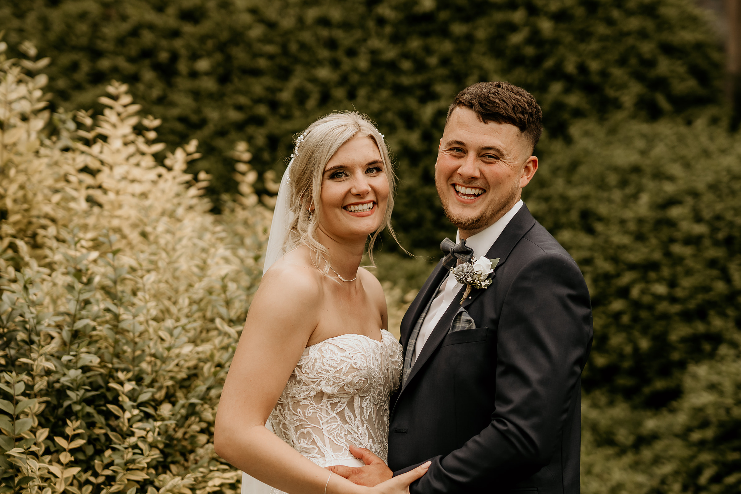 Bride and groom at Hooton Pagnell Hall