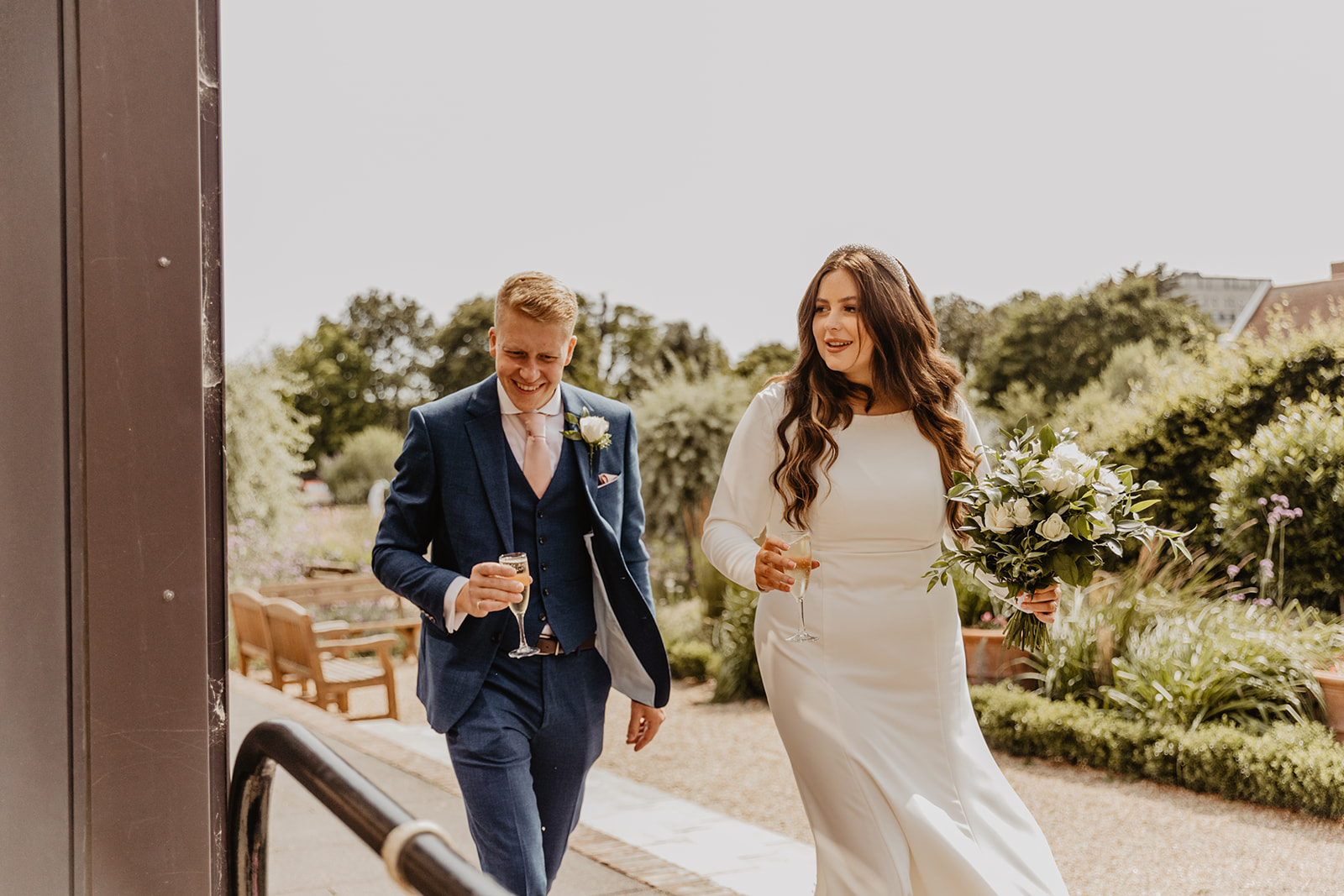 Bride and Groom at a Field Place Manor House Wedding in Worthing, Sussex. By Olive Joy Photography