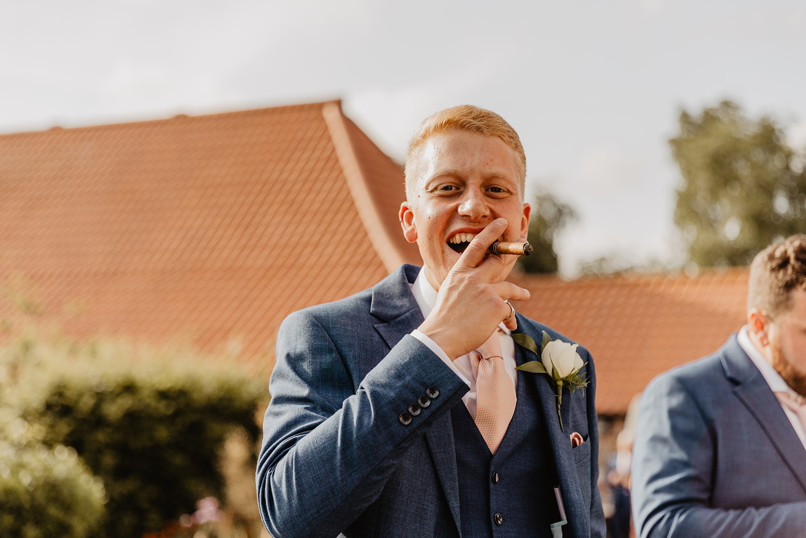 Groom at a Field Place Manor House Wedding in Worthing, Sussex. By Olive Joy Photography