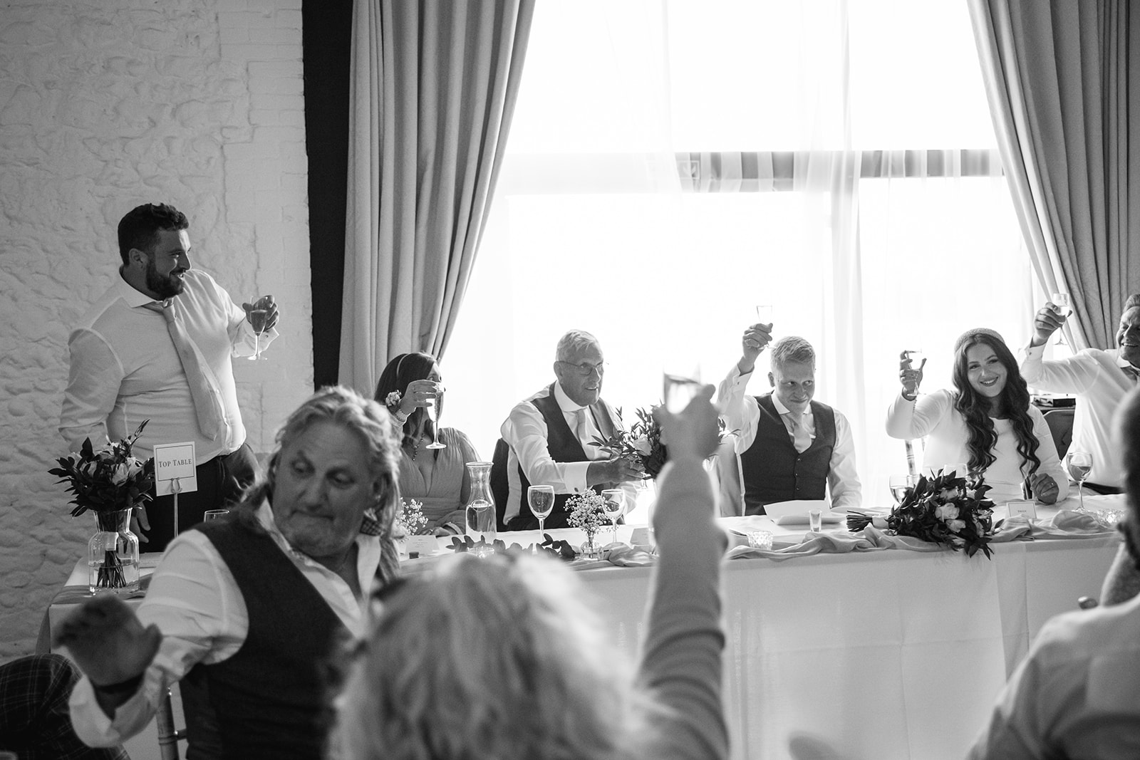 Wedding Reception speeches at a Field Place Manor House Wedding in Worthing, Sussex. By Olive Joy Photography