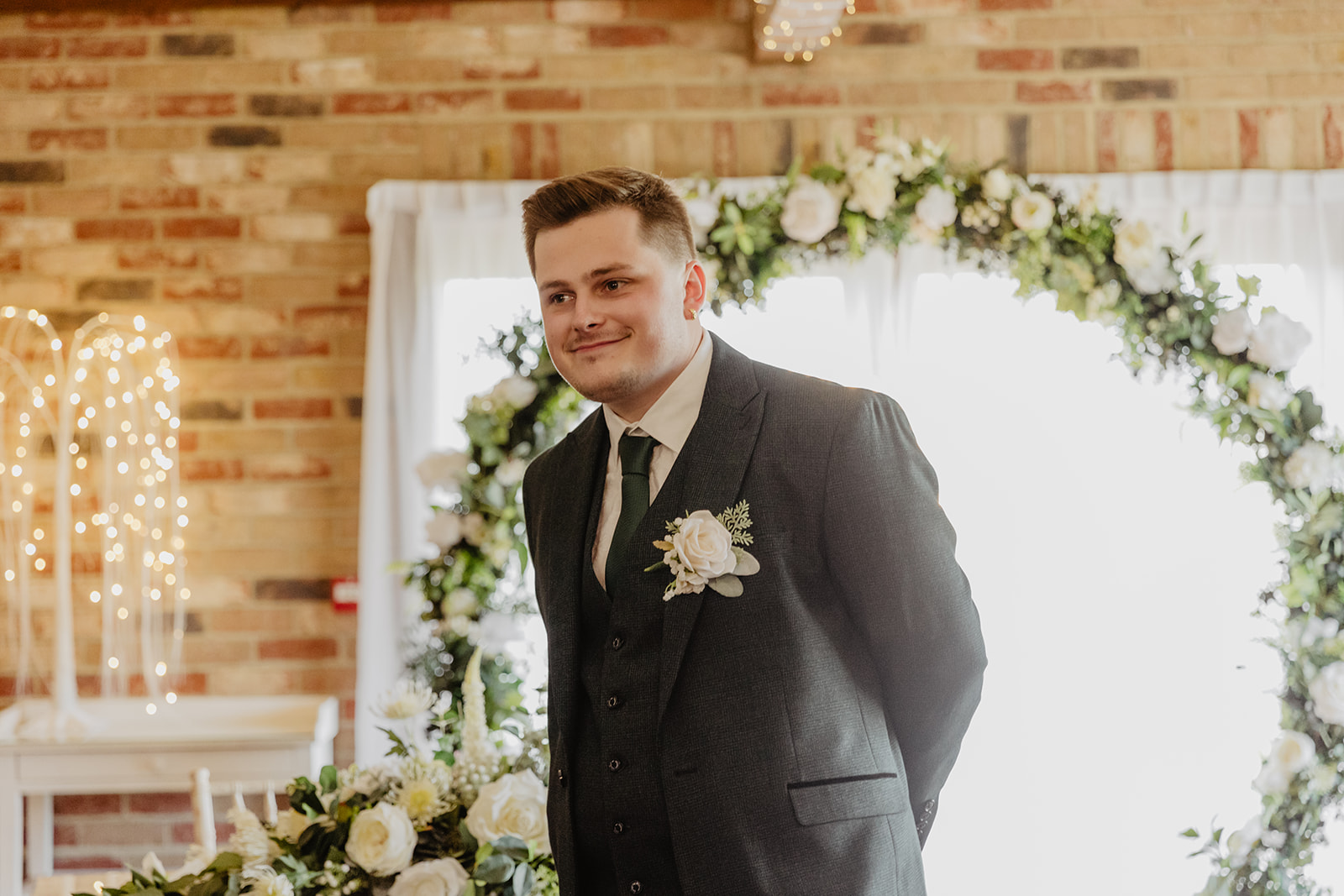 Groom before the ceremony at a Long Furlong Barn Wedding in Worthing, Sussex. By Olive Joy Photography.