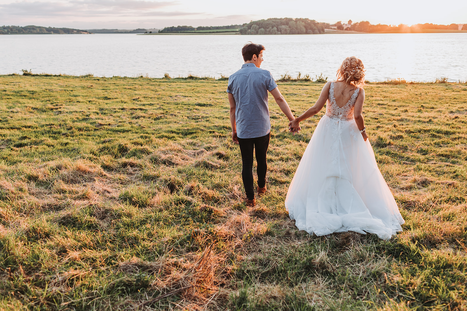 sunset wedding photo at Rutland Water