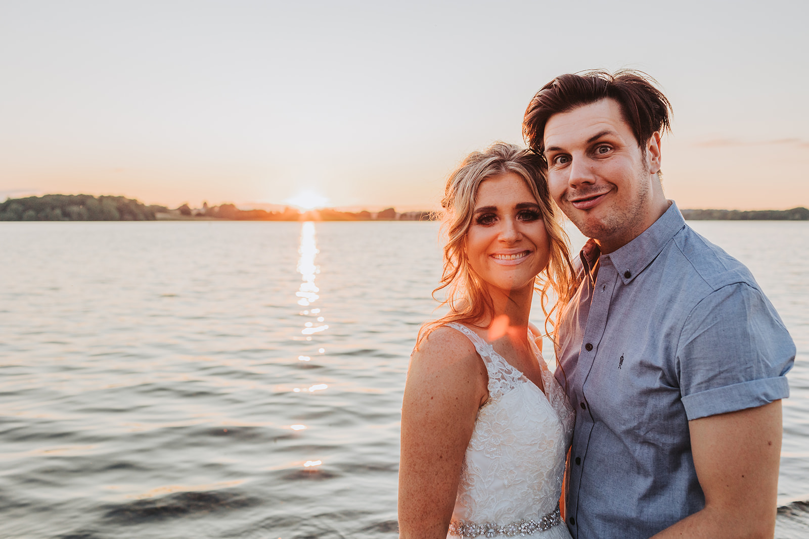sunset wedding photo at Rutland Water