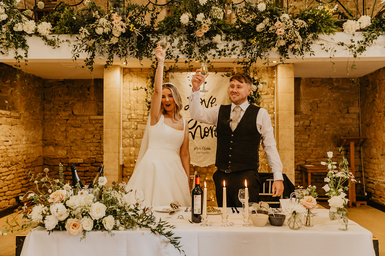 Bride and Groom at a Great Tythe Barn Wedding, Cotswolds. By Olive Joy Photography.