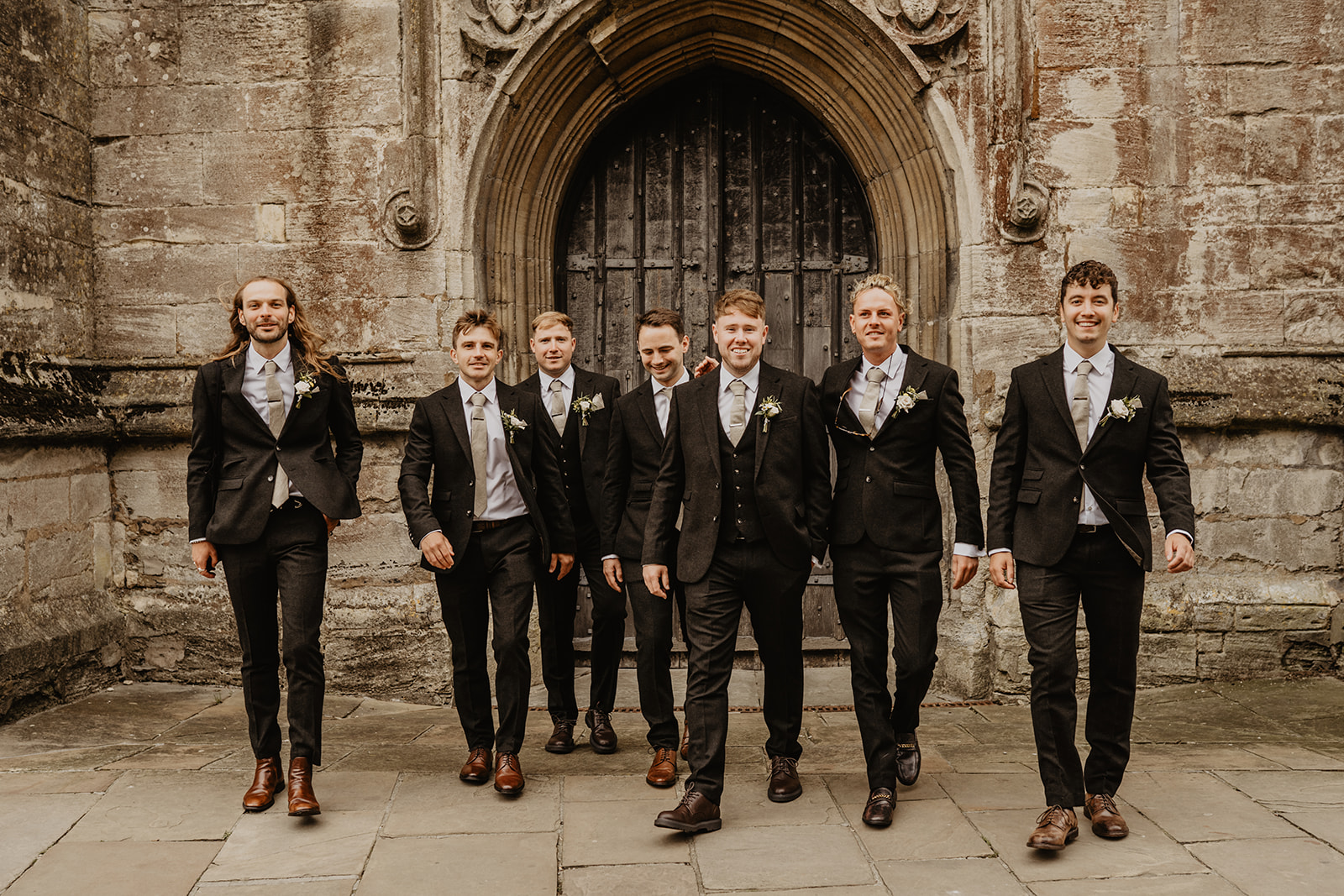 A groom and his groomsman at a Great Tythe Barn Wedding, Cotswolds. By Olive Joy Photography.