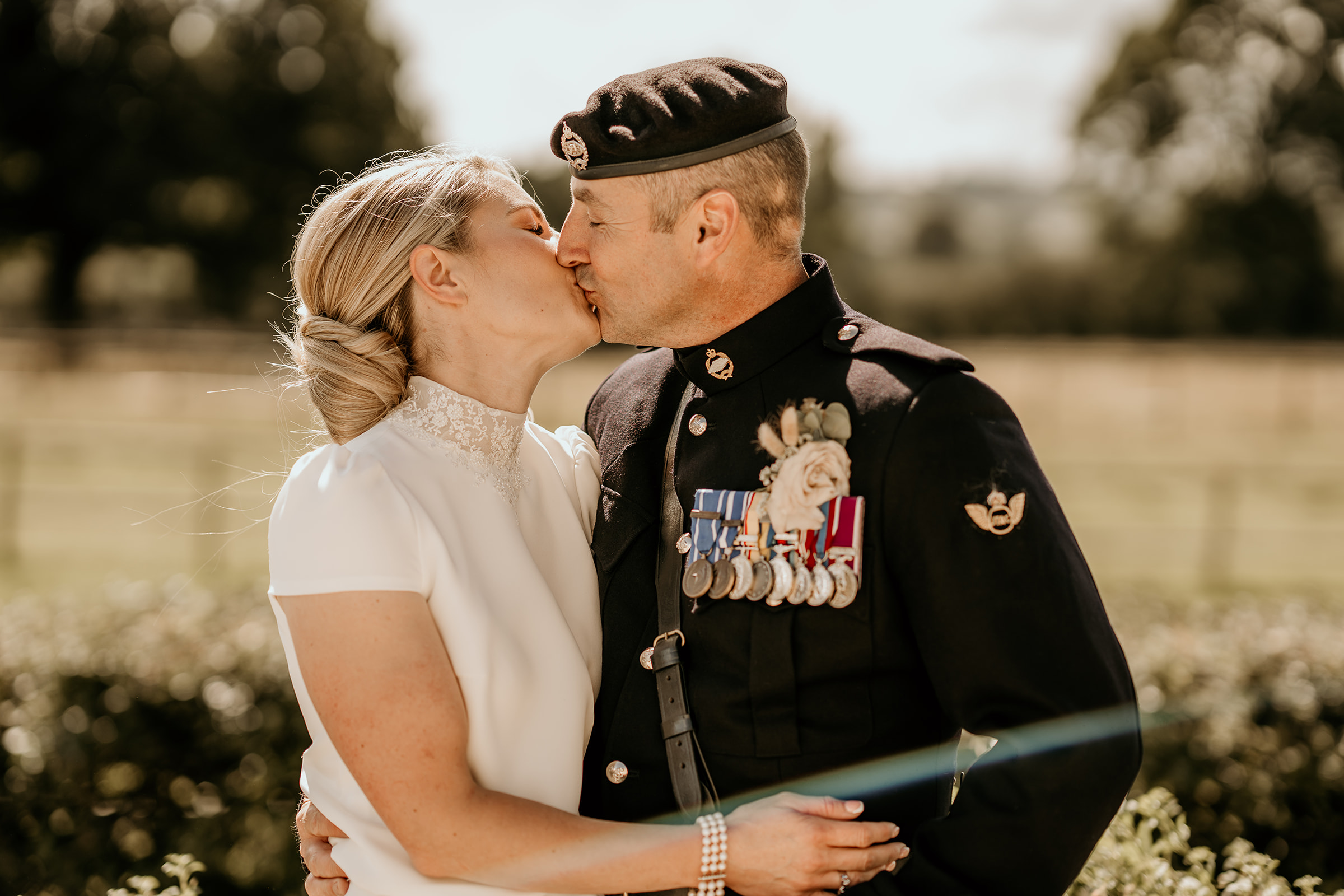 bride and military groom