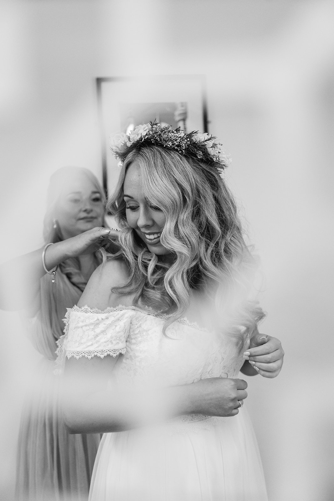 Bride getting ready at Field Place Wedding Worthing, Sussex. By OliveJoy Photography.