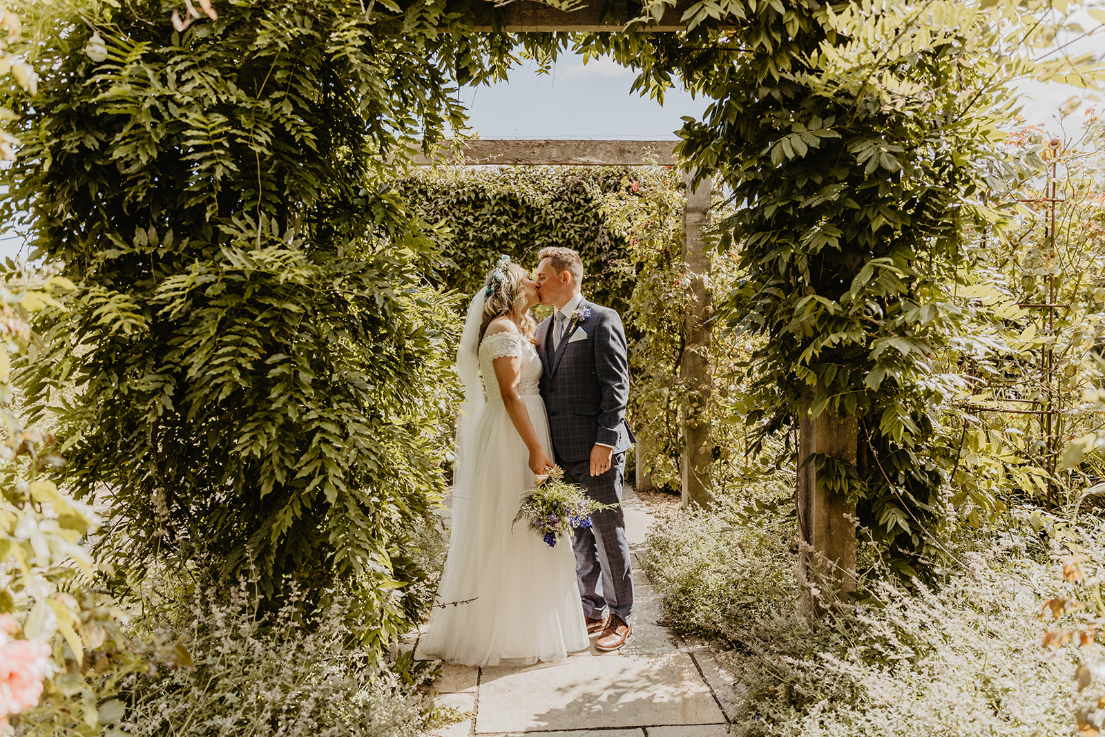 Bride and groom at Field Place Wedding Worthing, Sussex. By OliveJoy Photography.