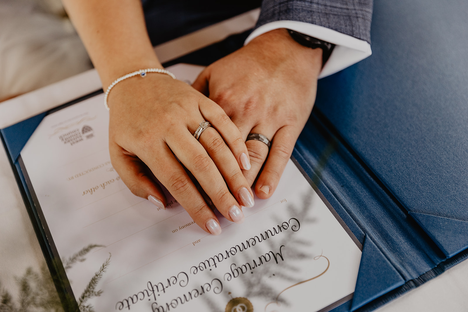 Bride and Groom's hands at Field Place Wedding Worthing, Sussex. By OliveJoy Photography.